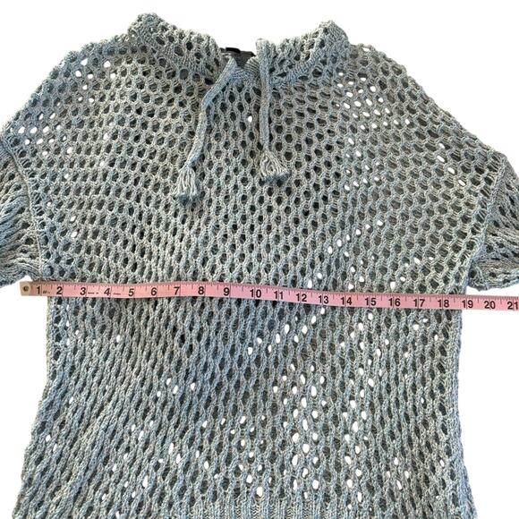 INC International Concepts Women's Blue Seashell Open Stitch Hoodie Sweater XL - Picture 6 of 11